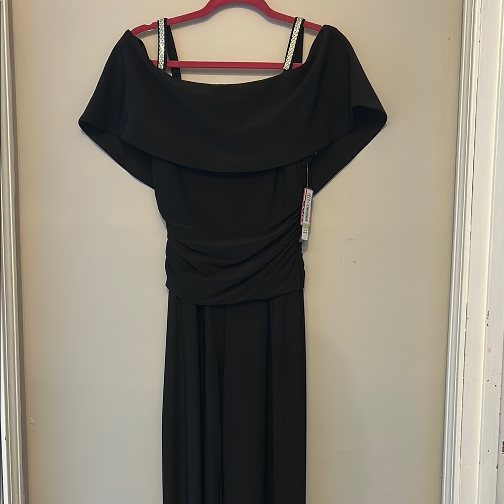 R&M Richards Black Off-Shoulder Pantsuit